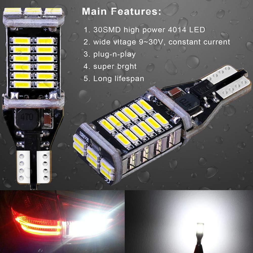 Alla Lighting 912 921 LED Bulbs for Back - up Reverse Lights, 6000K Xenon White CAN - BUS 4014 30 - SMD T10 T15 906 W16W 921K 922, 360° Light Backup, Cargo Lights Replacement, Extremely Super Bright - Alla Lighting Automotive LED Bulbs