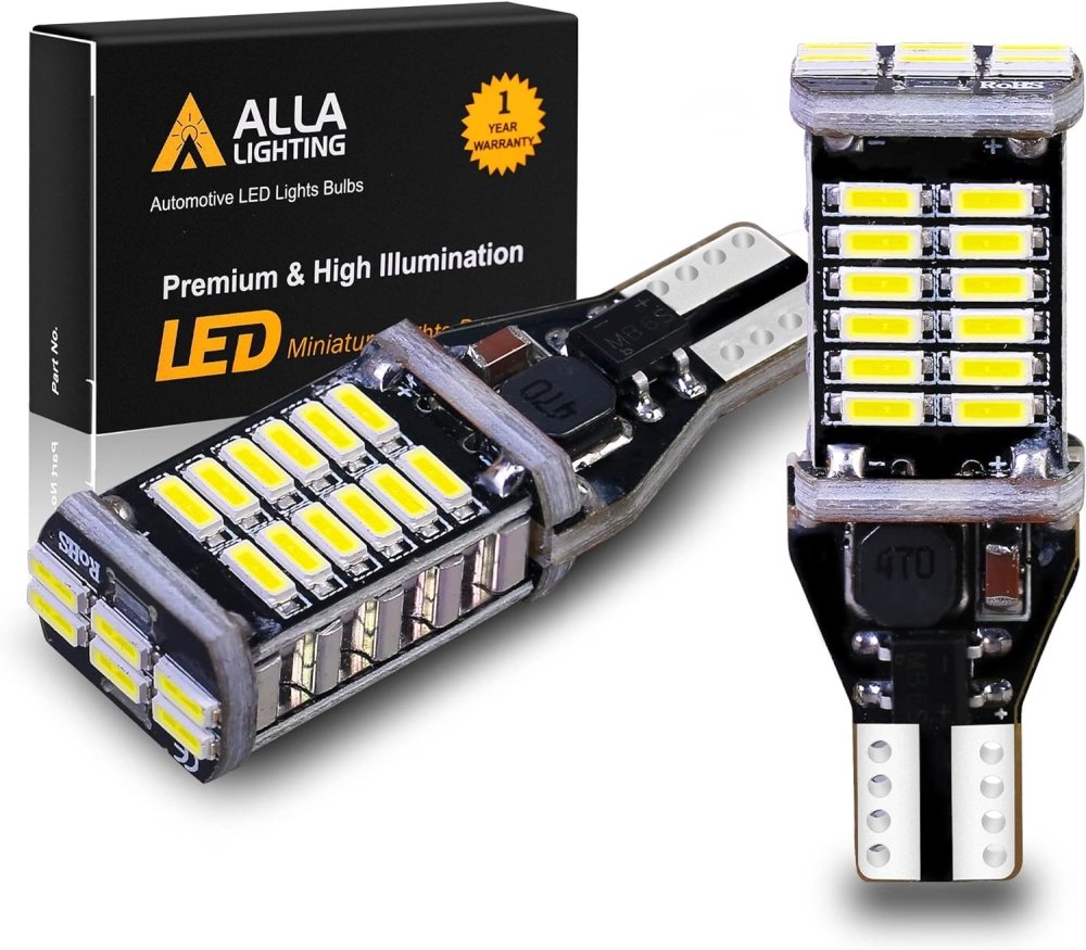 Alla Lighting 912 921 LED Bulbs for Back - up Reverse Lights, 6000K Xenon White CAN - BUS 4014 30 - SMD T10 T15 906 W16W 921K 922, 360° Light Backup, Cargo Lights Replacement, Extremely Super Bright - Alla Lighting Automotive LED Bulbs