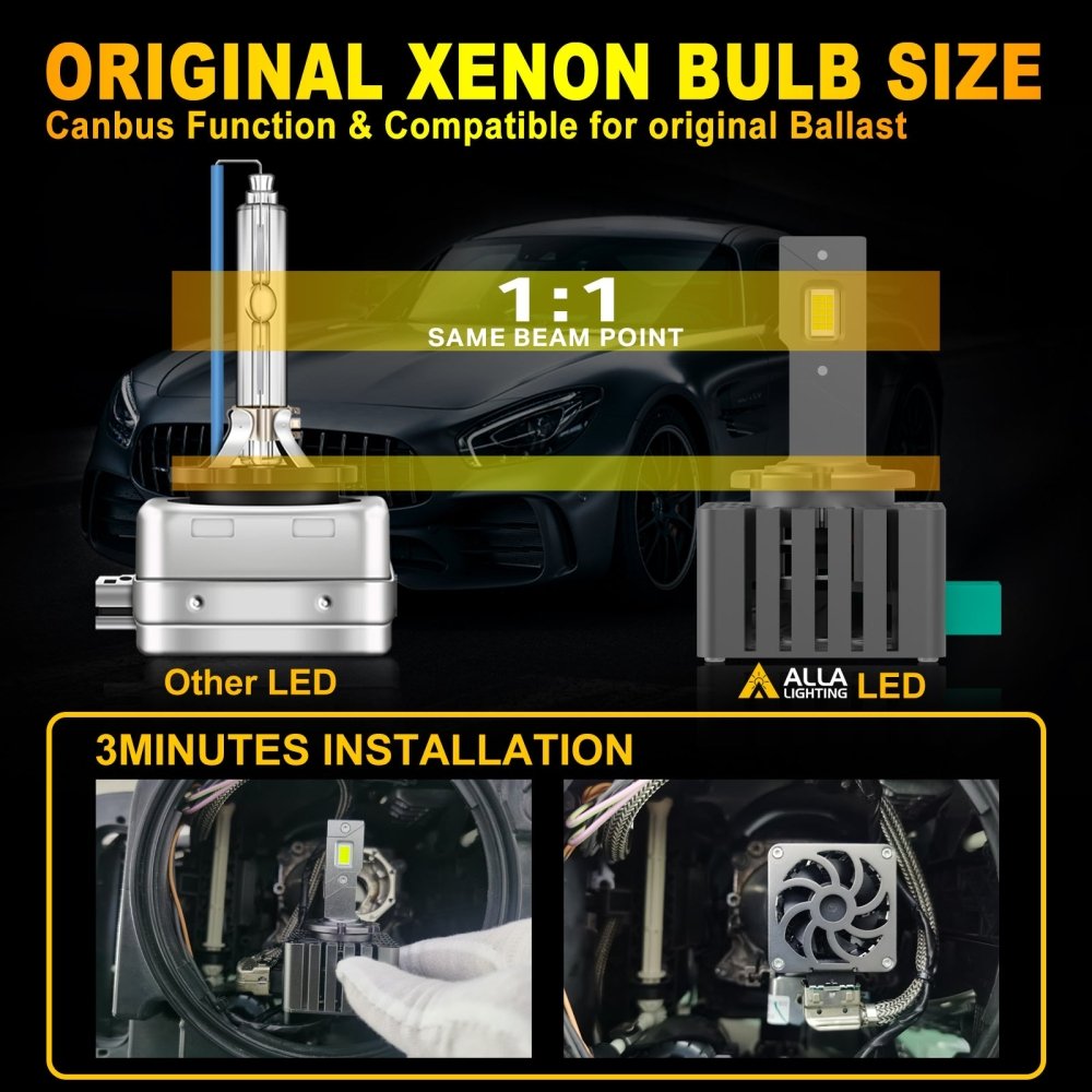 D4S D4R LED Forward Lightings Bulb, CANBUS Plug - N - Play Replace HID Lamp - Alla Lighting