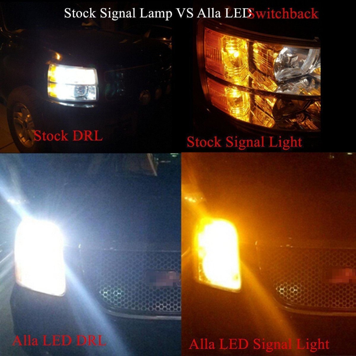 7444 7443 LED Switchback Bulbs Turn Signal Lights, White/Amber Yellow -Alla Lighting
