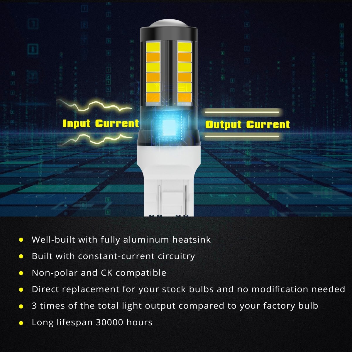 7444NA 7443 Switchback LED Bulbs, Dual Color Turn Signal Lights -Alla Lighting