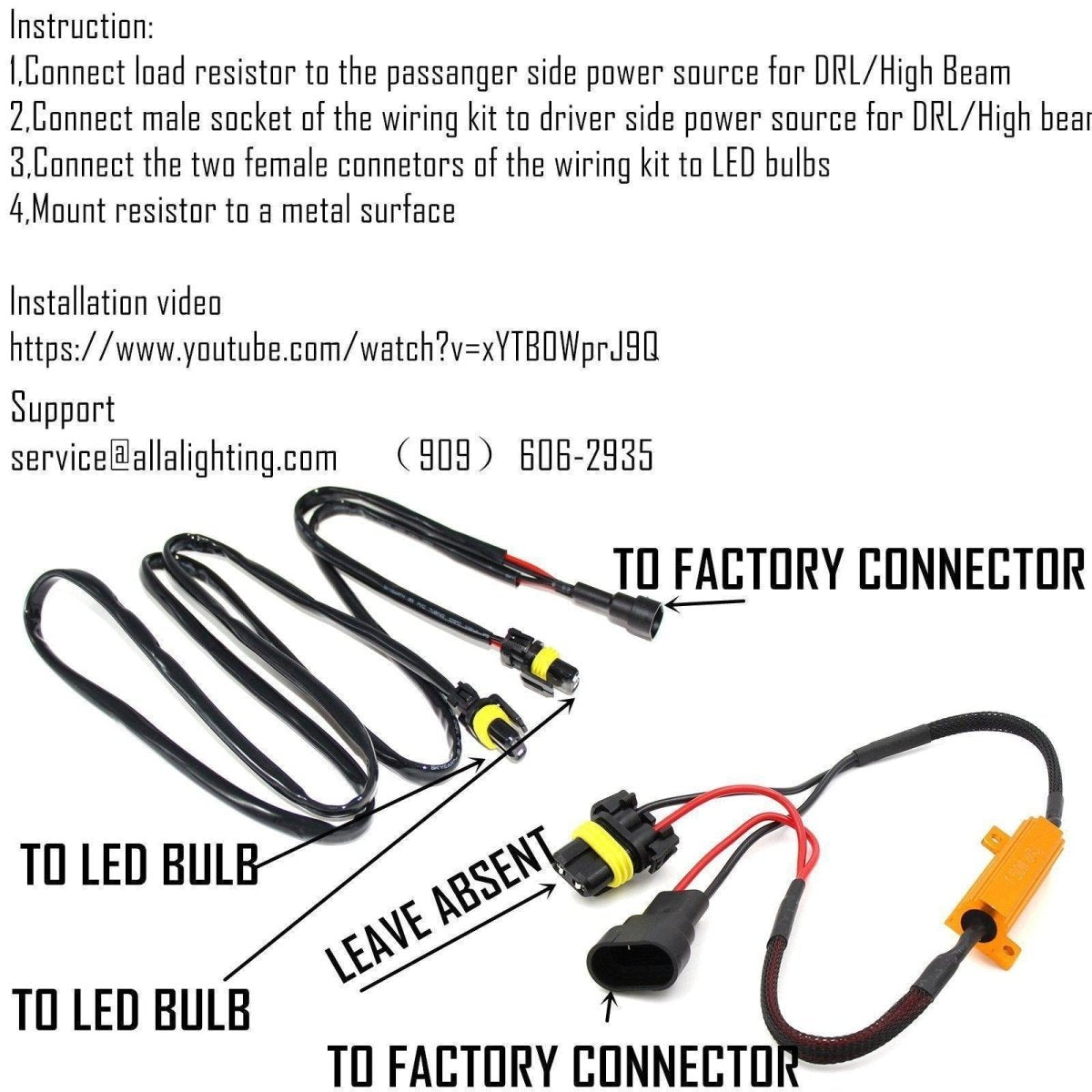 9005 HB3 Relay Resistor Kits Fix Toyota, Lexus DRL Off (No Light on) -Alla Lighting Inc