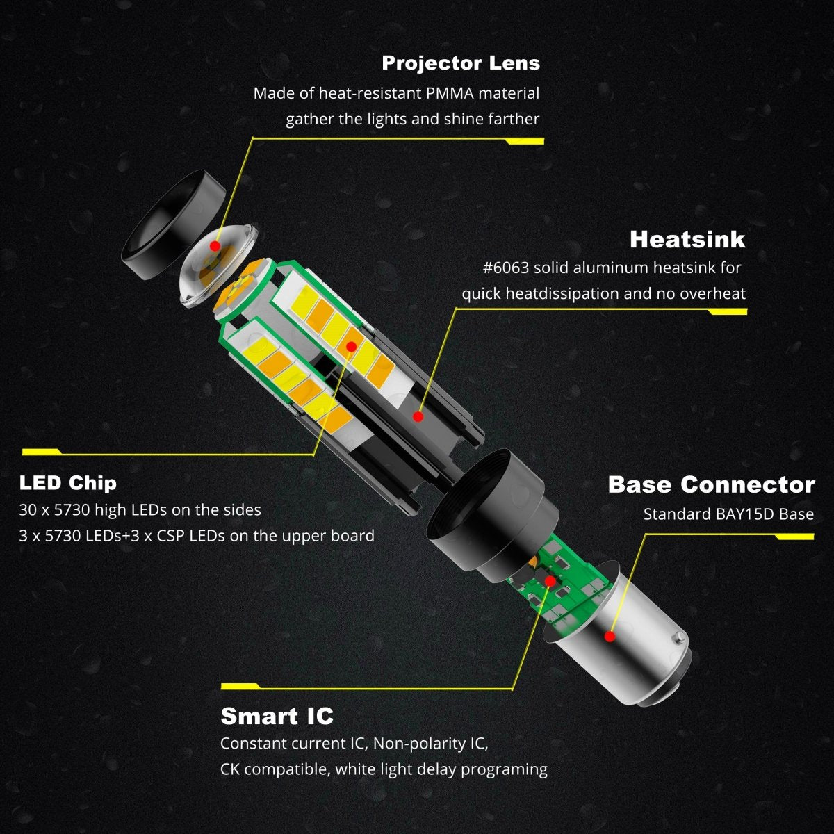 BAY15D 1157 Switchback LED Bulbs, Dual Color Turn Signal Lights -Alla Lighting