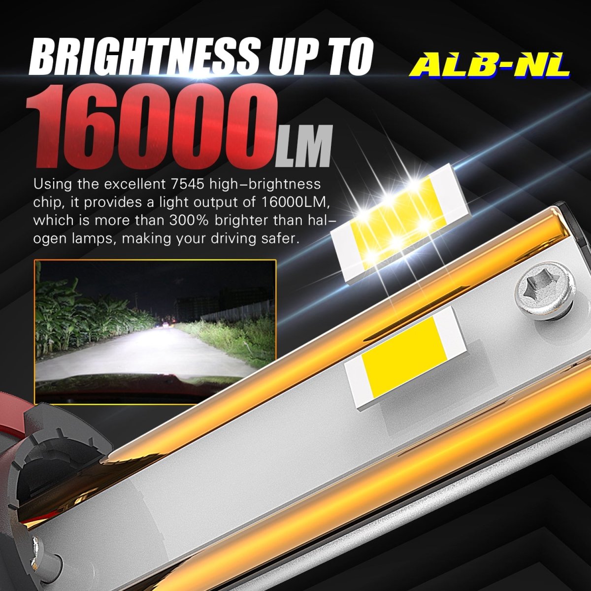 Brightest 9006 LED Headlights Conversion Kit Bulbs HB4, Xenon White -Alla Lighting