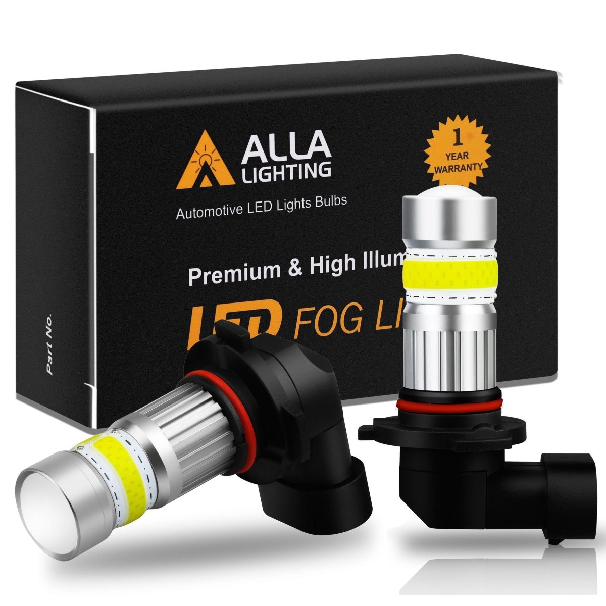 COB-72 H10 9145 LED Fog Light Bulbs, 6500K White/8000K Blue/3000K Amber Yellow -Alla Lighting