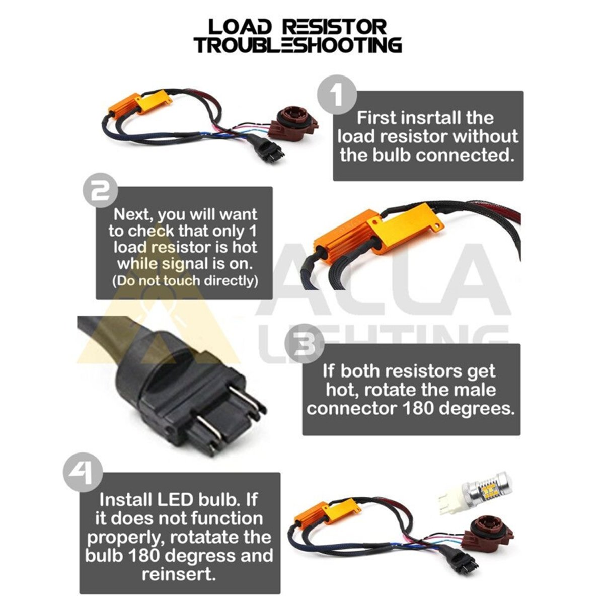 T25 3157 Load Resistor Fix LED Signal Light Hyper Flash /Error Code -Alla Lighting Inc