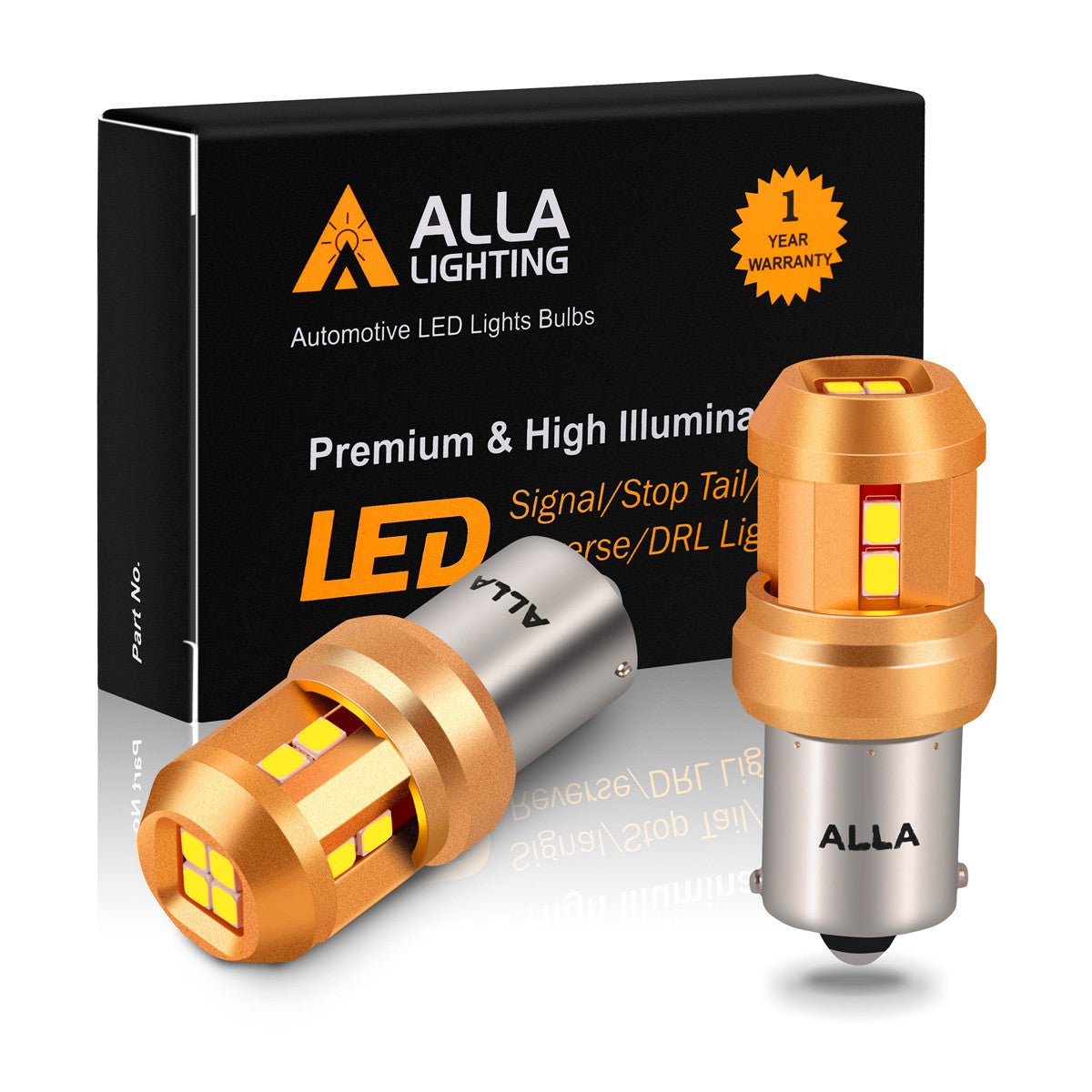 Alla Lighting Brightest CANBUS Error Free BA15S 1156 LED Bulbs  3000Lm High Power 3030 30-SMD 12V LED 1156 Bulb 21W 7506 1141 1156A LED  Turn Signal Light, Amber Yellow (Set of 2) : Automotive