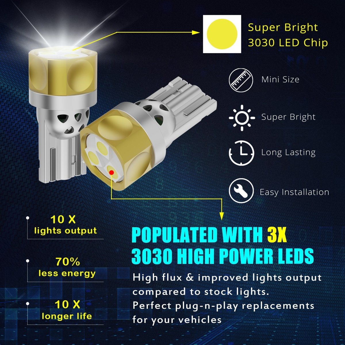 558 Led Bulb 194 171 LED Bulbs, 158 558 168 Map, Dome, License, Trunk Lights