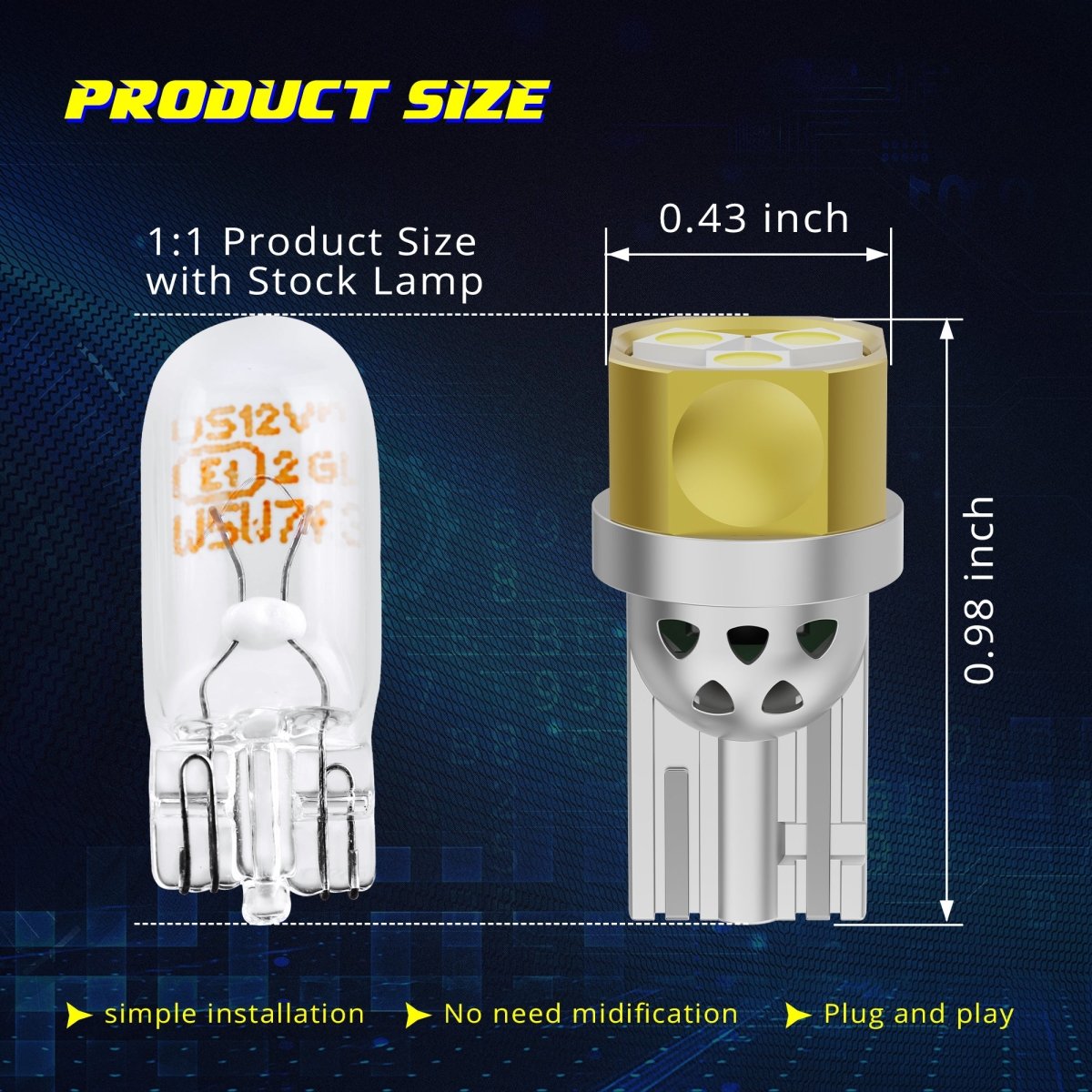 558 Led Bulb 194 171 LED Bulbs, 158 558 168 Map, Dome, License, Trunk Lights