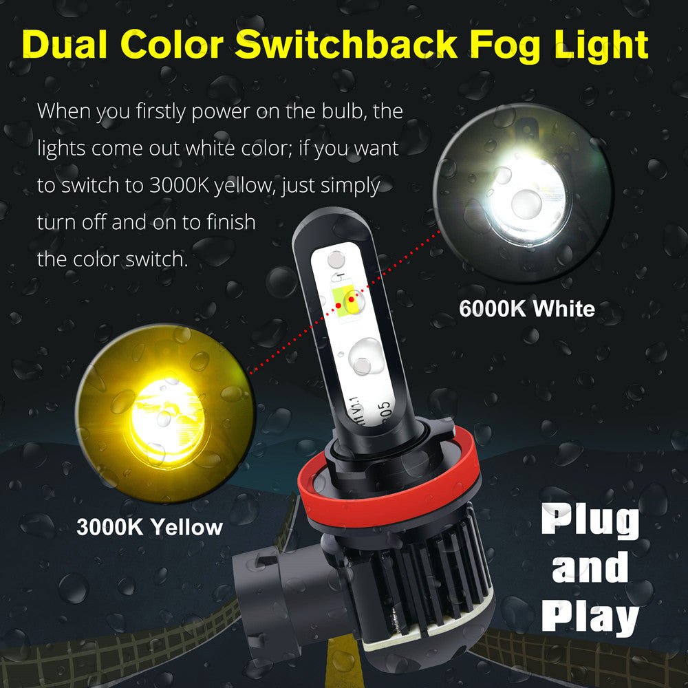 2504 PSX24W LED Switchback Fog Lights Bulbs | White/Yellow -Alla Lighting
