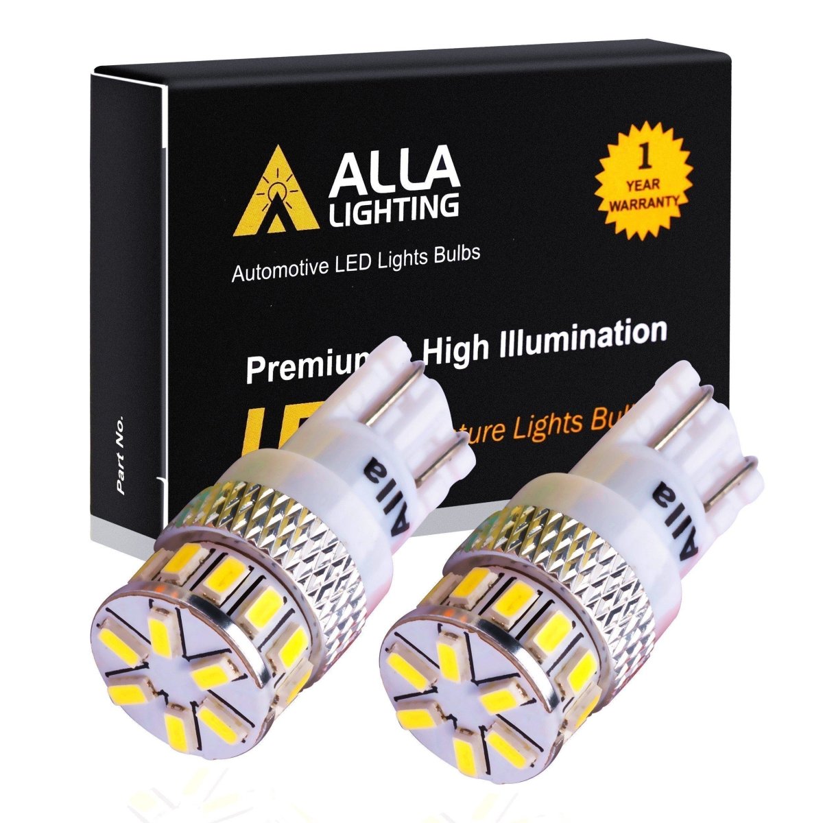 Alla Lighting T10 Wedge Amber Yellow 194 168 2825 175 W5W LED Super Bright  High Power 3014 18-SMD LED Lights Bulbs for Side Marker Light : :  Car & Motorbike