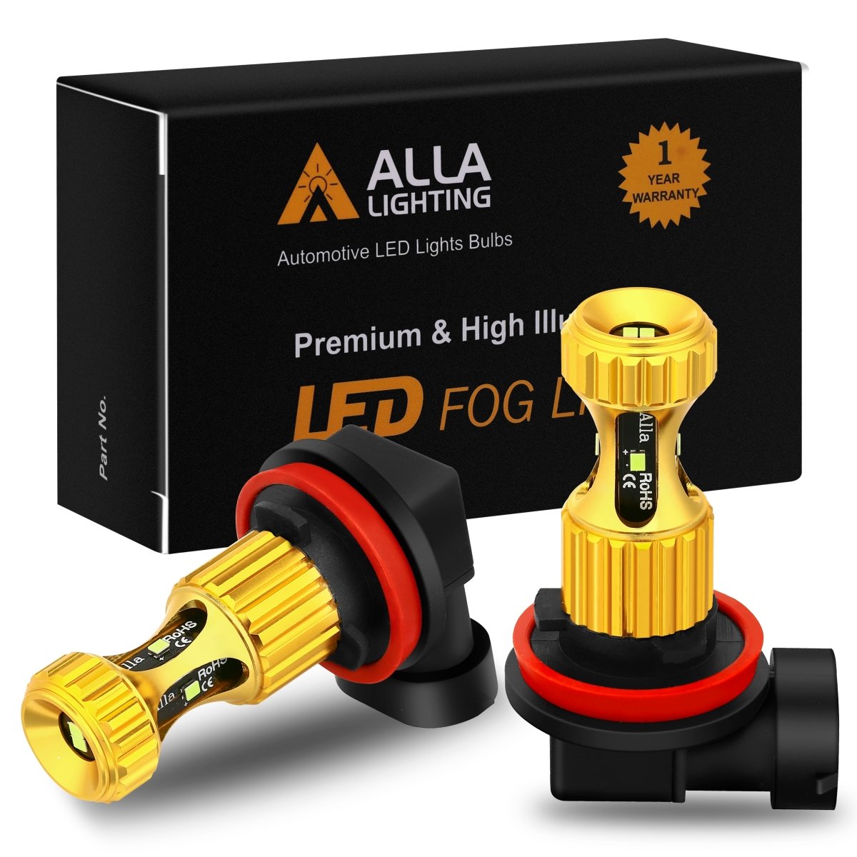 3000Lm H8 H11 H16 LED Fog Lights Bulbs DRL 12V Replacement -Alla Lighting