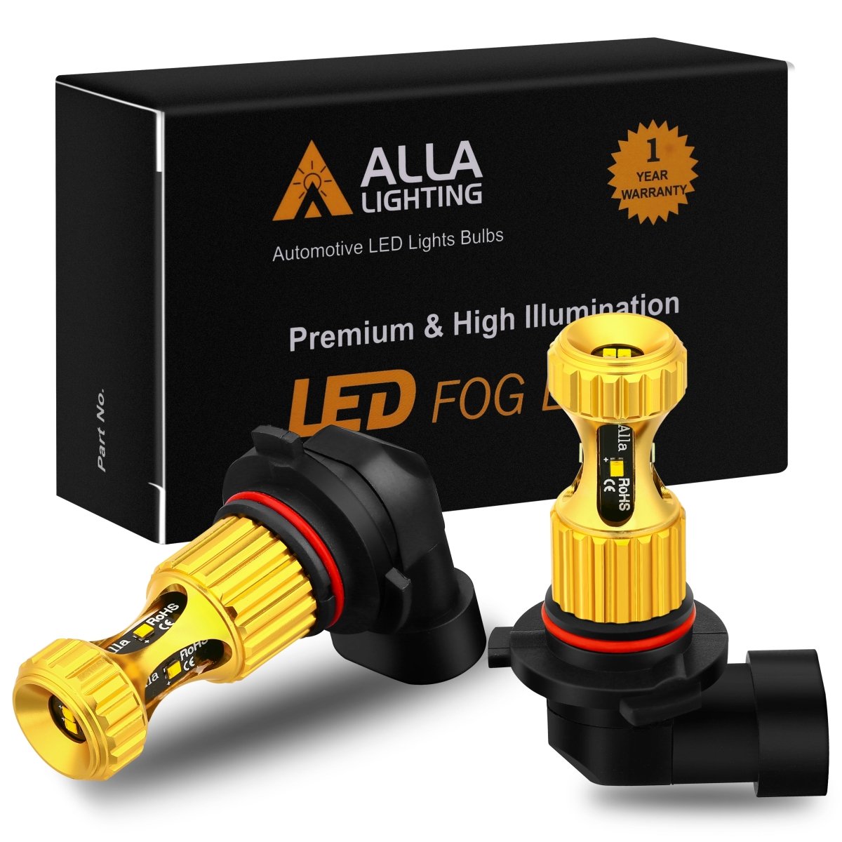 3000Lms 9140 9145 H10 LED Fog Lights Bulbs 12V Replacement -Alla Lighting