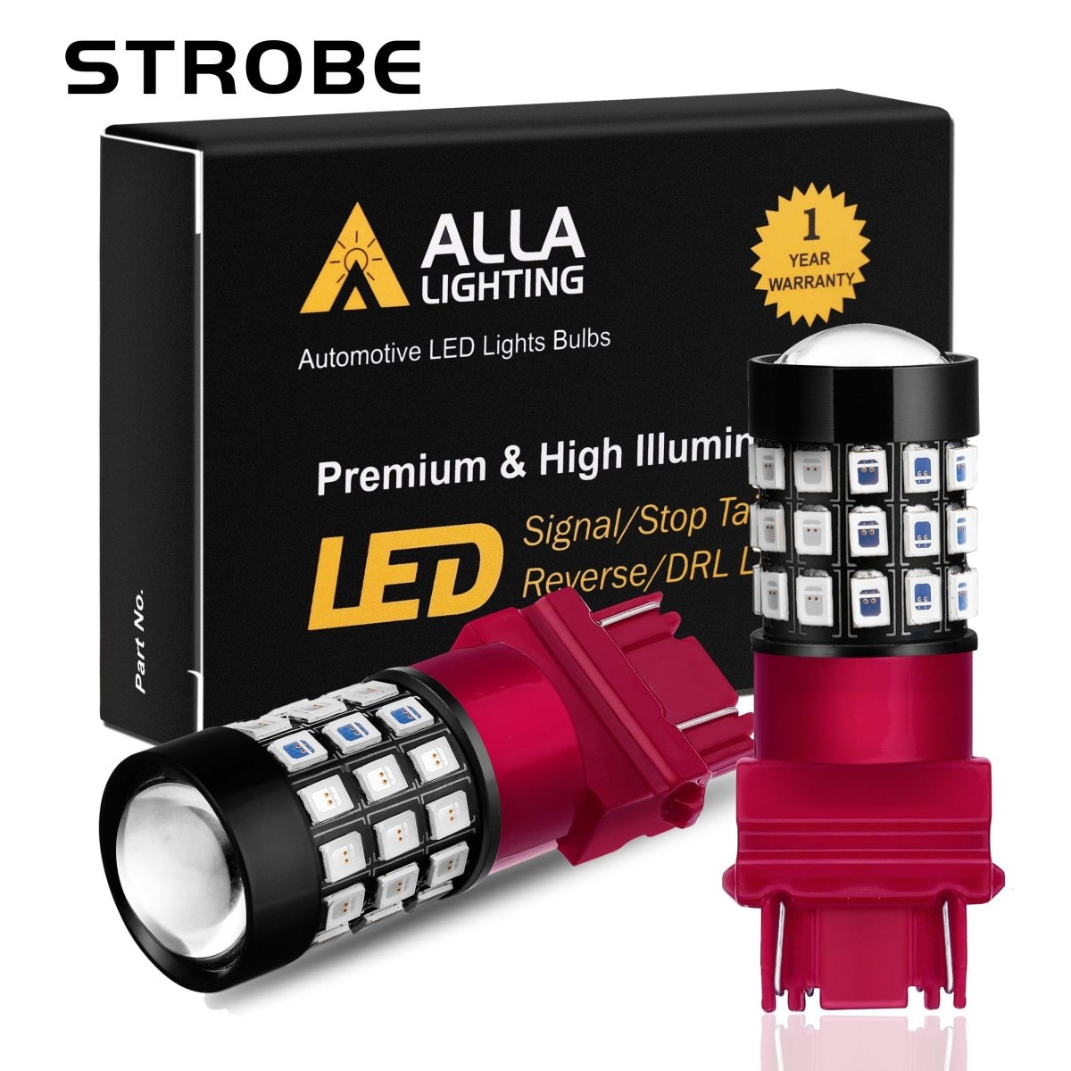 3156 3157 Strobe LED Brake Lights Flashing Stop Bulbs, Super Bright 12V -Alla Lighting
