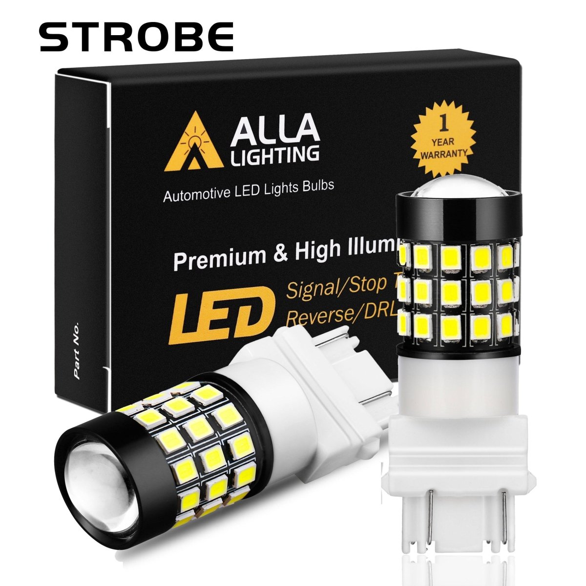 3157 3156 Strobe LED Reverse Lights Flashing Back-up Bulbs, 6000K Xenon White -Alla Lighting