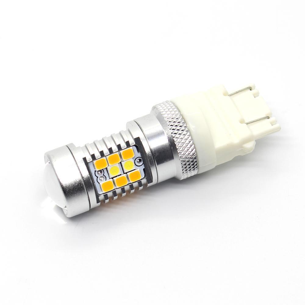 3457 3157 LED Switchback Bulbs Turn Signal Lights, 6K White/Amber Yellow -Alla Lighting