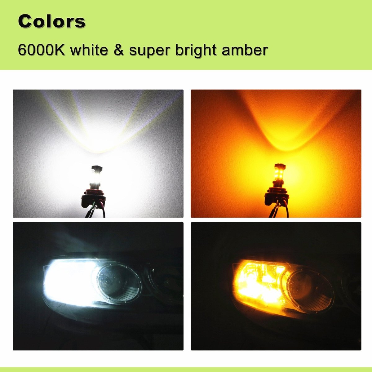 4157 3157 LED Switchback Turn Signal Lights Bulbs, 6000K White/Amber Yellow -Alla Lighting