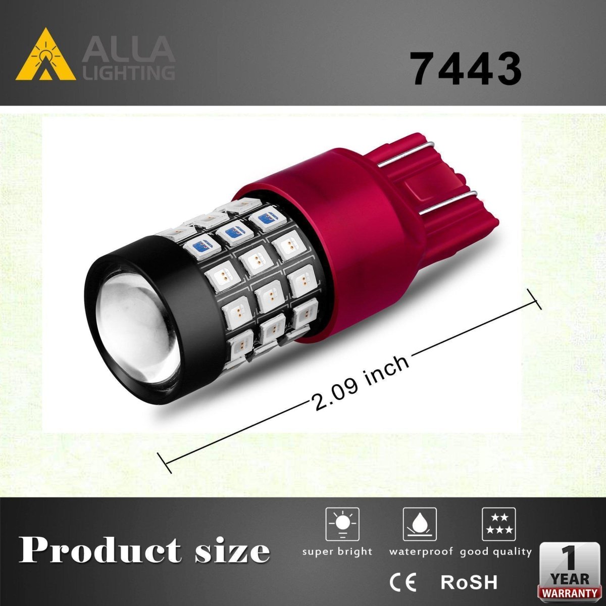 7443 7440 LED Lights Bulbs SMD, 6000K White/Amber Yellow/Red
