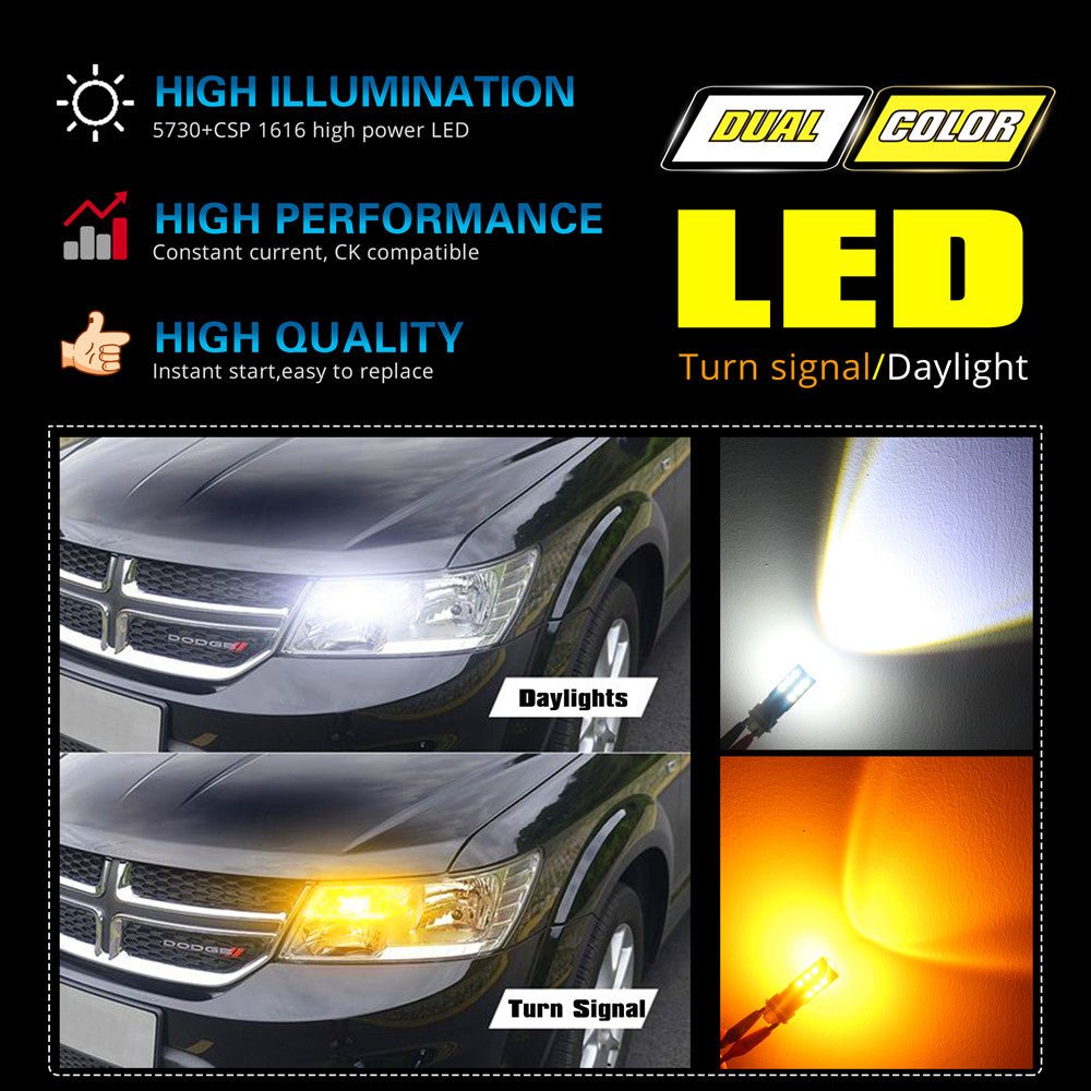 7444NA 7443 Switchback LED Bulbs, Dual Color Turn Signal Lights -Alla Lighting