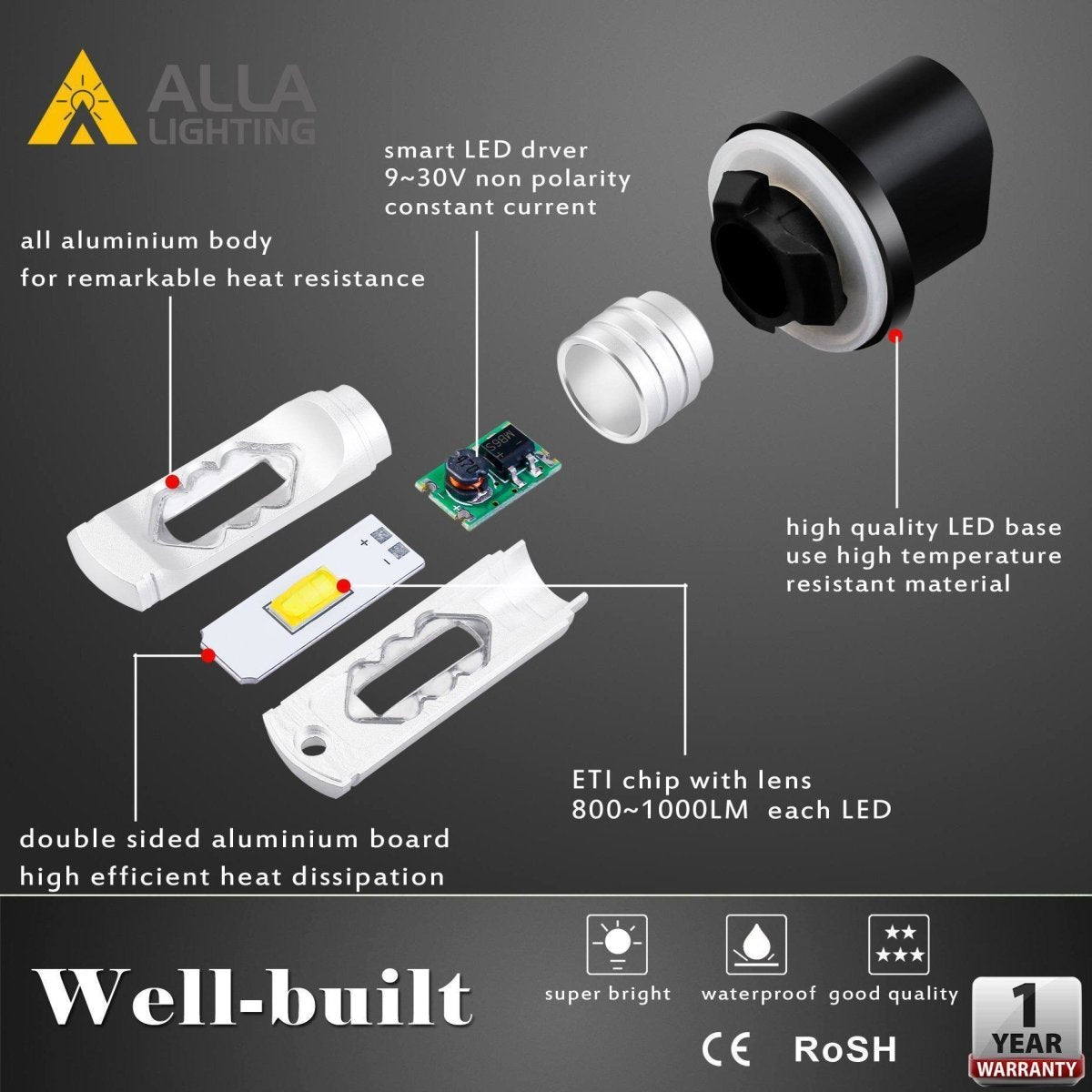 884 880 LED Bulbs ETI-SMD Fog Lights 899, White/Yellow/Blue