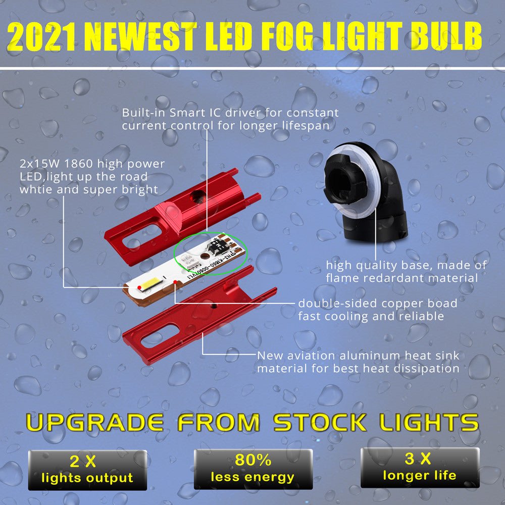886 881 Fog Lights Bulb Super Bright LED Replacement 896 889 898 H28 -Alla Lighting