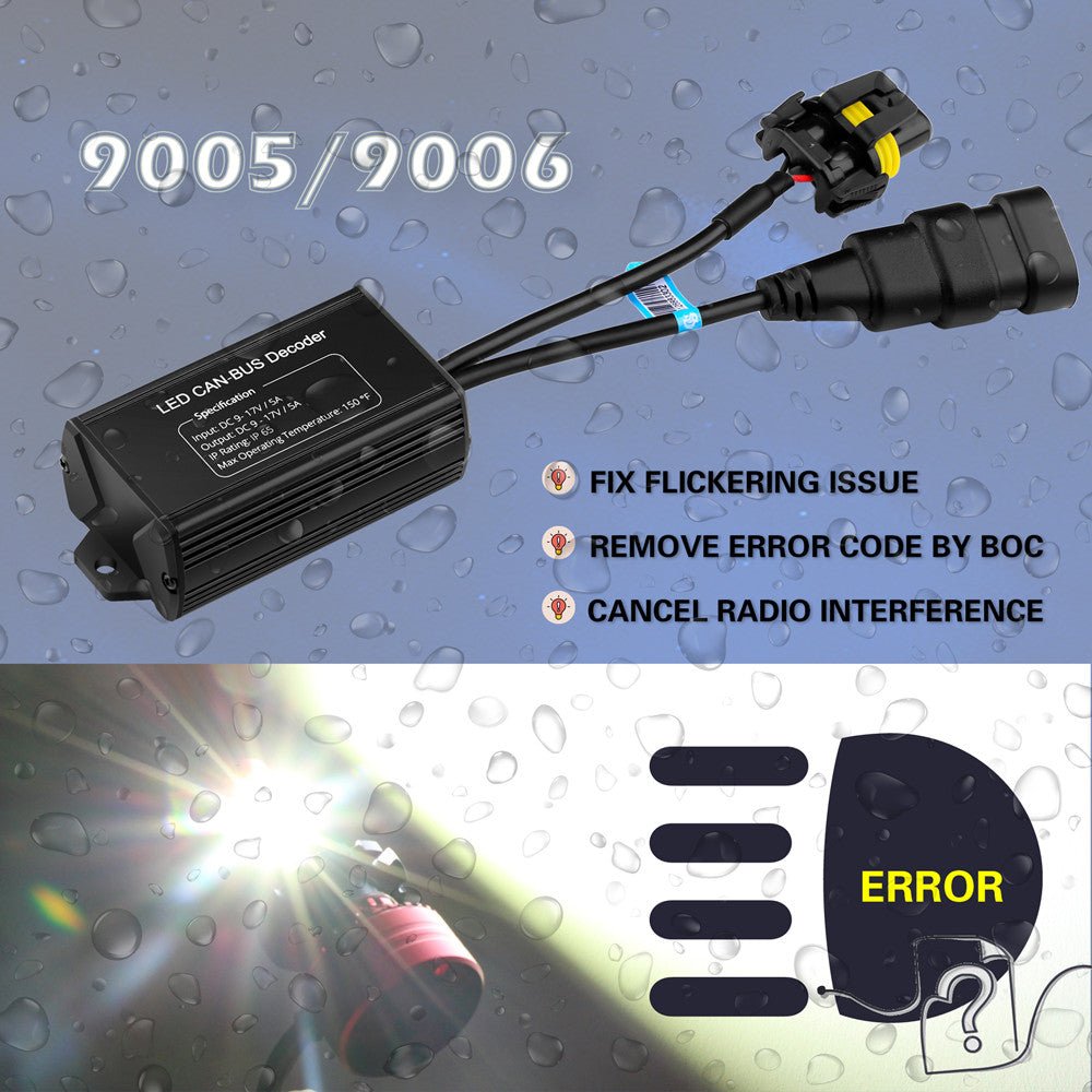 9006 9012 9005 LED Headlights Decoders Fix Flickering Error