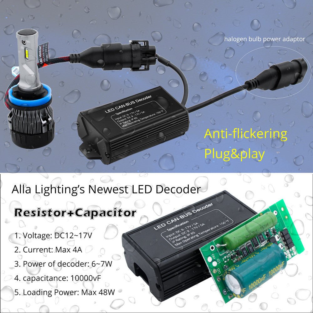 9006 9012 9005 LED Decoders Headlights Fog Lights Fix Flickering Error -Alla Lighting Inc
