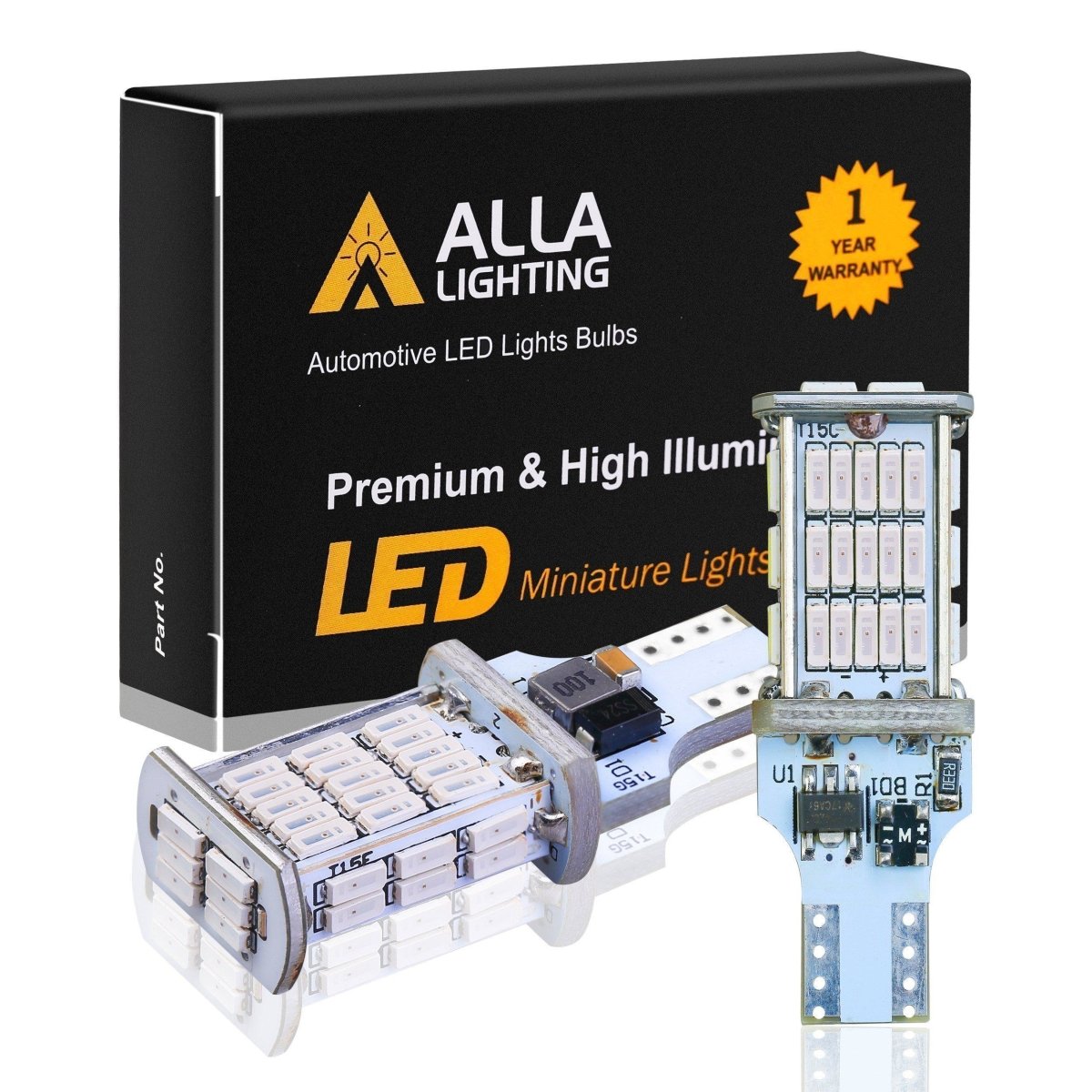 2 LED Backup Reverse Light Bulbs - 921/912/T15 Size, Super White 6000K, Xenon Style