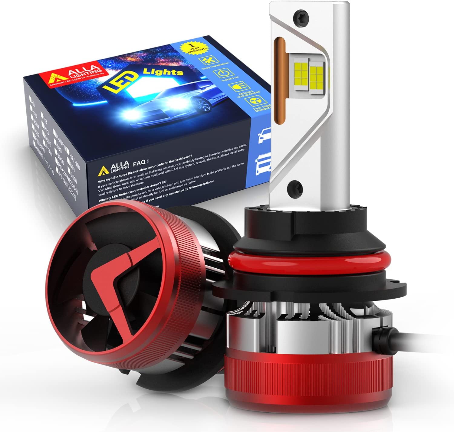 AG1 HB1 9004 LED Headlights Conversion Kits Bulbs | 6500K Xenon White -Alla Lighting