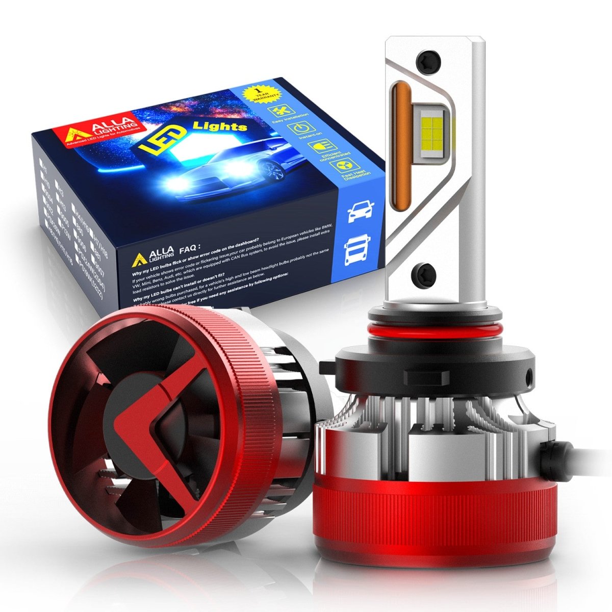 AG1 9006 HB4 LED Headlights Conversion Kits Bulbs | 6500K Xenon White -Alla Lighting
