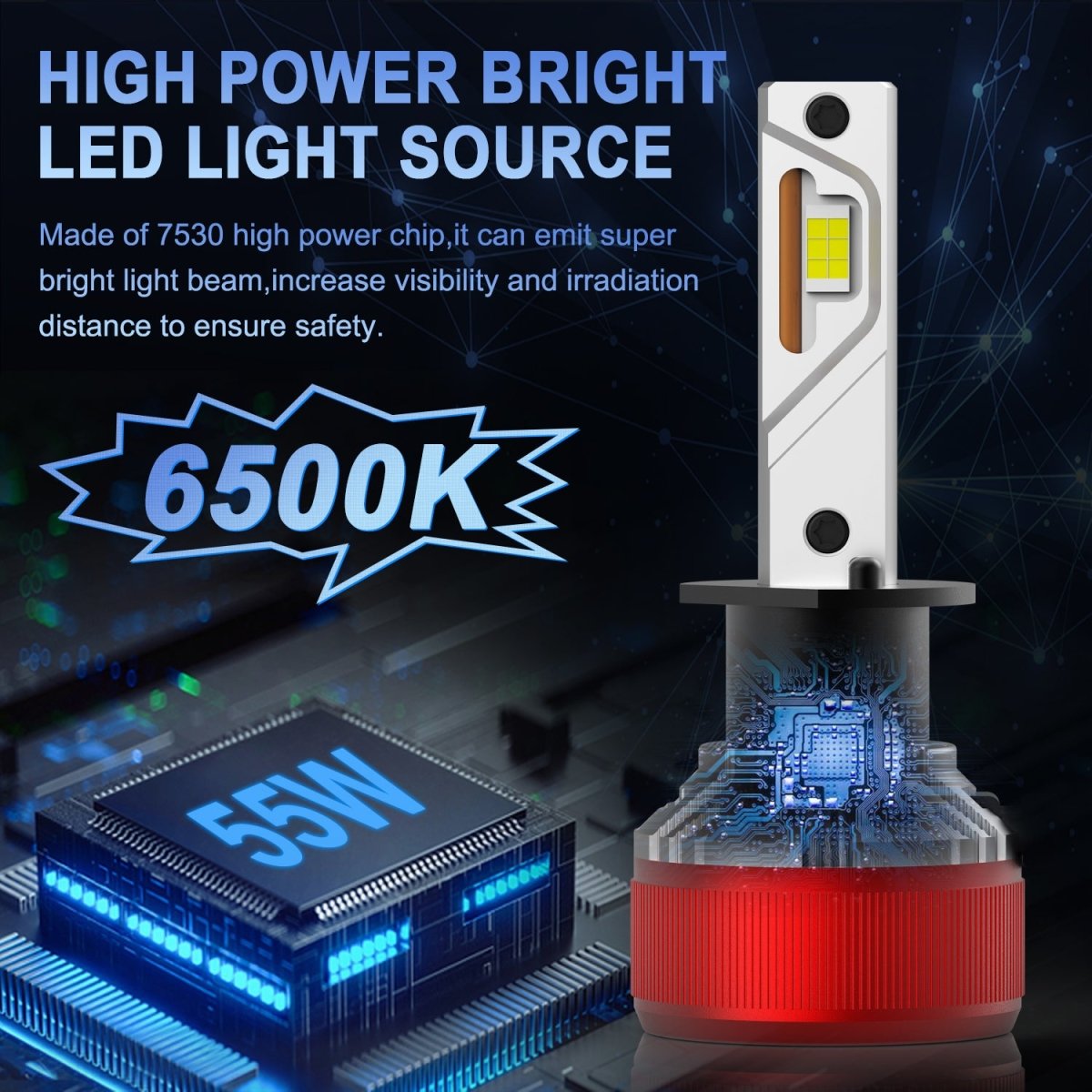 AG1 H1 LED Headlights Conversion Kits Bulbs | 6500K Xenon White -Alla Lighting