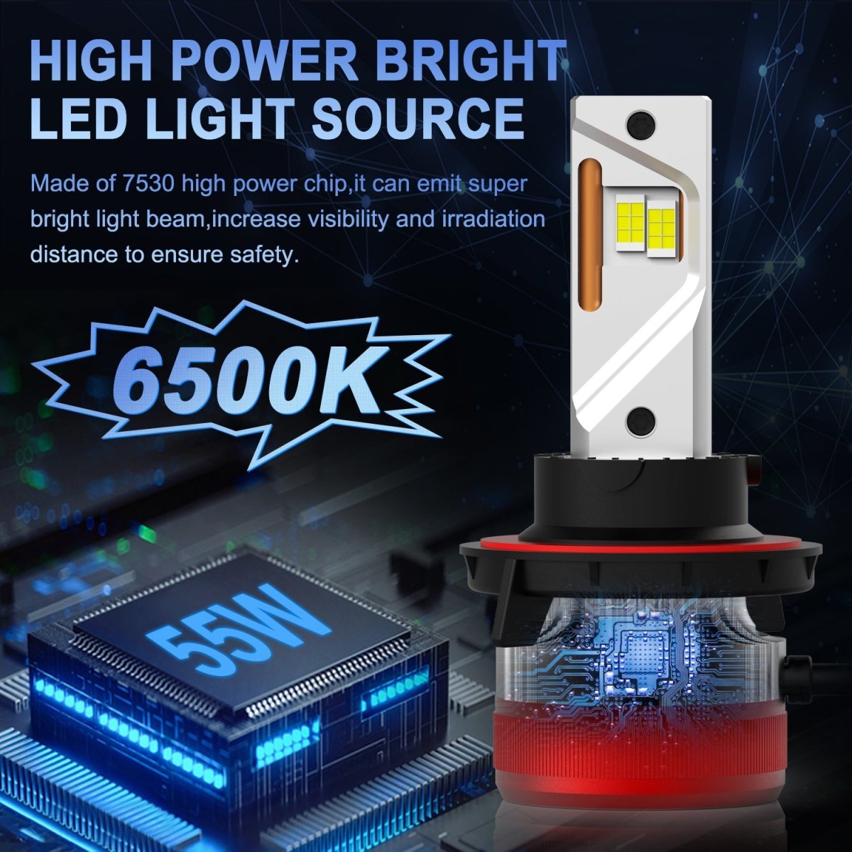 AG1 H13 9008 LED Headlights Conversion Kits Bulbs | 6500K Xenon White -Alla Lighting