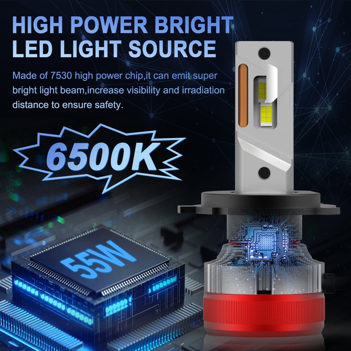 AG1 H4 HB2 9003 LED Headlights Conversion Kits Bulbs | 6500K Xenon White -Alla Lighting
