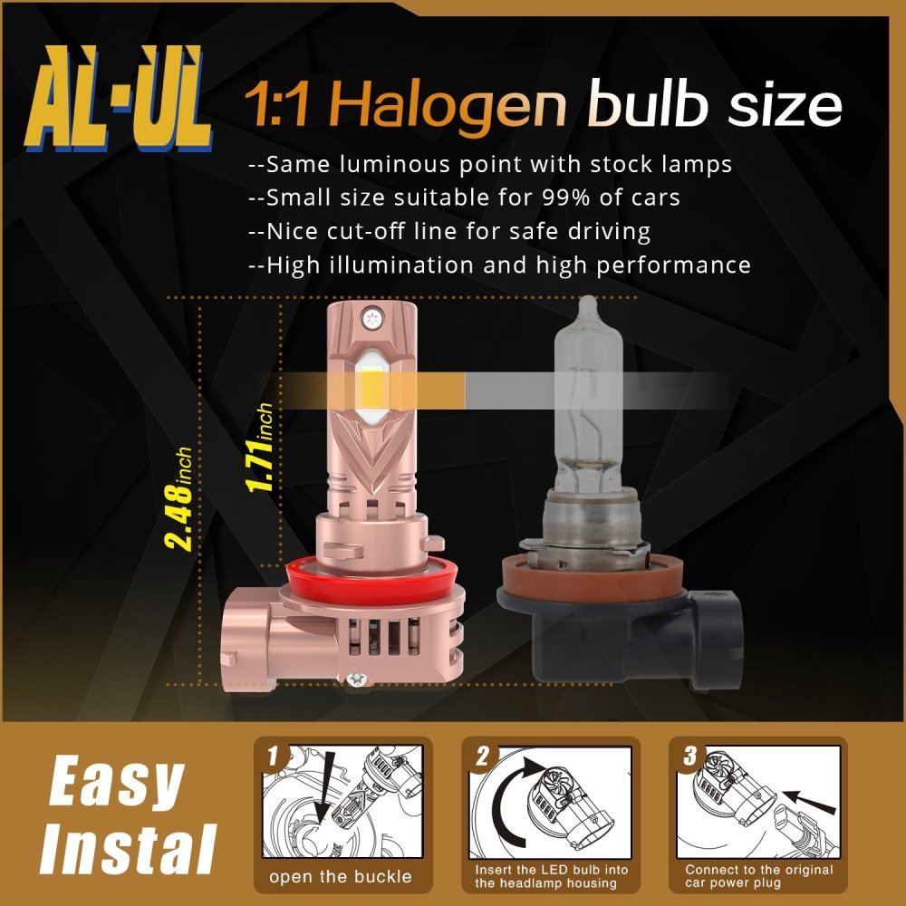 H8-H9-H11-LED-Headlights-Fog-Lights-Bulbs-High-Low-Beam-Dimension