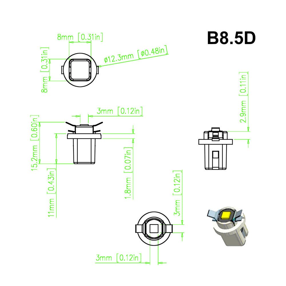 B8.5D LED Dashboard Instrument Cluster Gauge Lights 2721MF 2351MFX6 Bulb -Alla Lighting