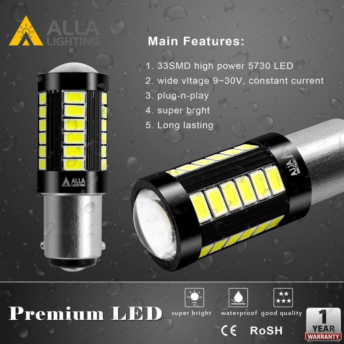 HQRP BA15s 33 SMD LED Bulb – Replacement For 1156 1141 – Cold White 6000K – For Truck, RV, Trailer, Camper