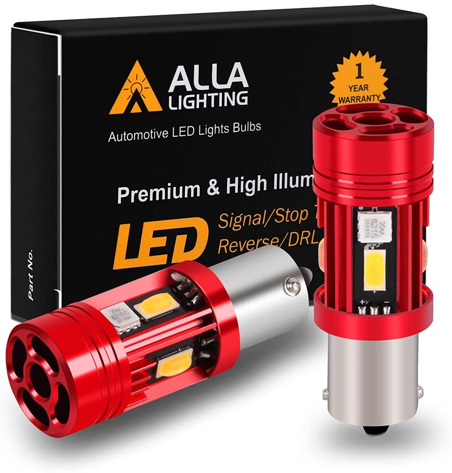 BA15S 1156 CAN-Bus LED Bulbs Amber Yellow Turn Signal Lights 3497 7506 -Alla Lighting