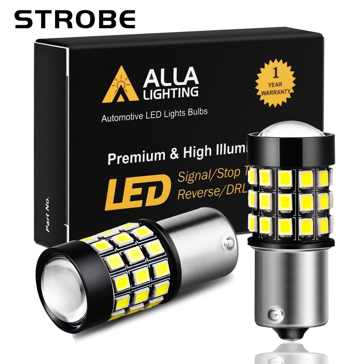 BA15S 1156 Strobe Brake Lights LED Flashing Stop Reverse Bulbs -Alla Lighting