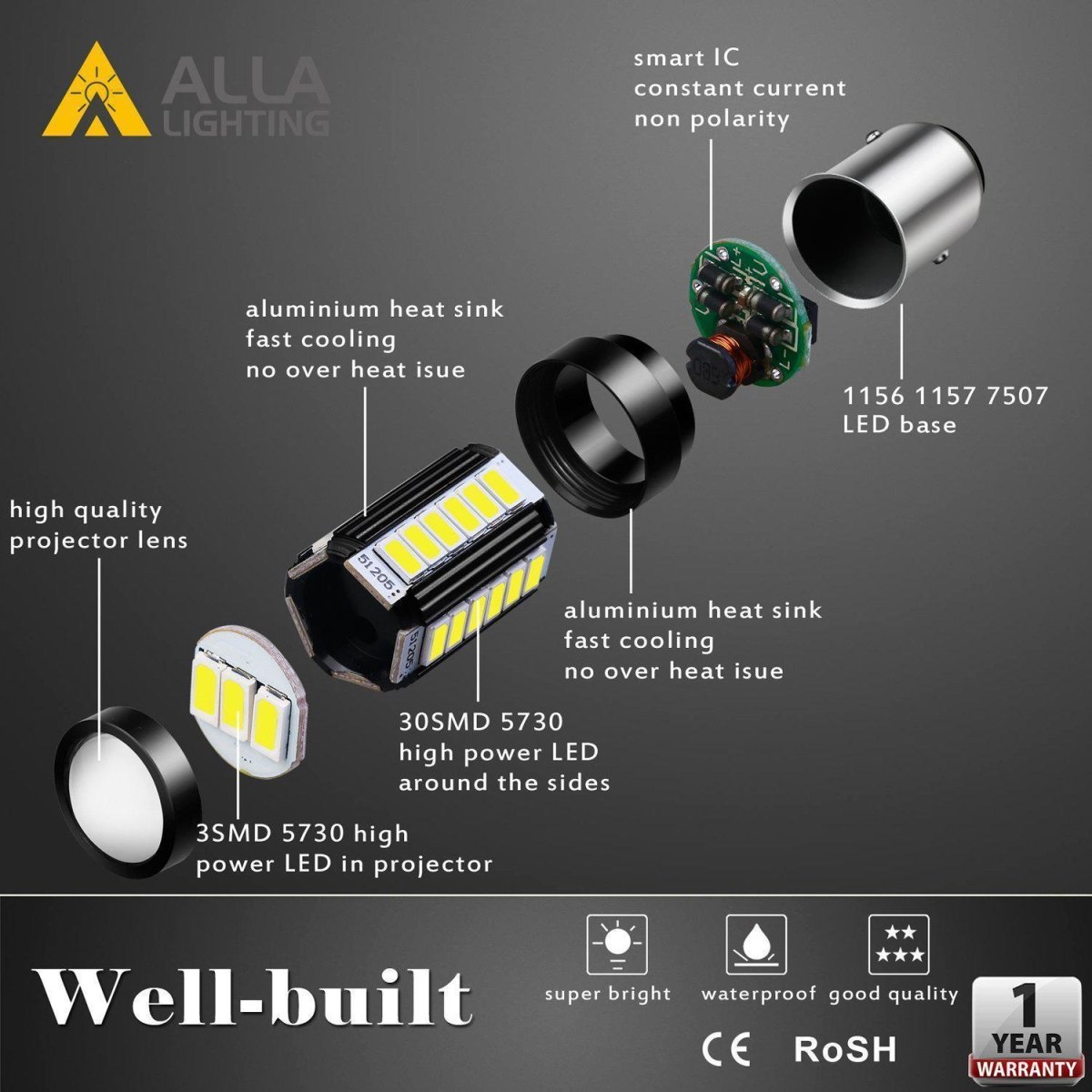 BAY15D 1157 LED Turn Signal, Brake, Stop, Tail, Reverse Lights Bulbs -Alla Lighting