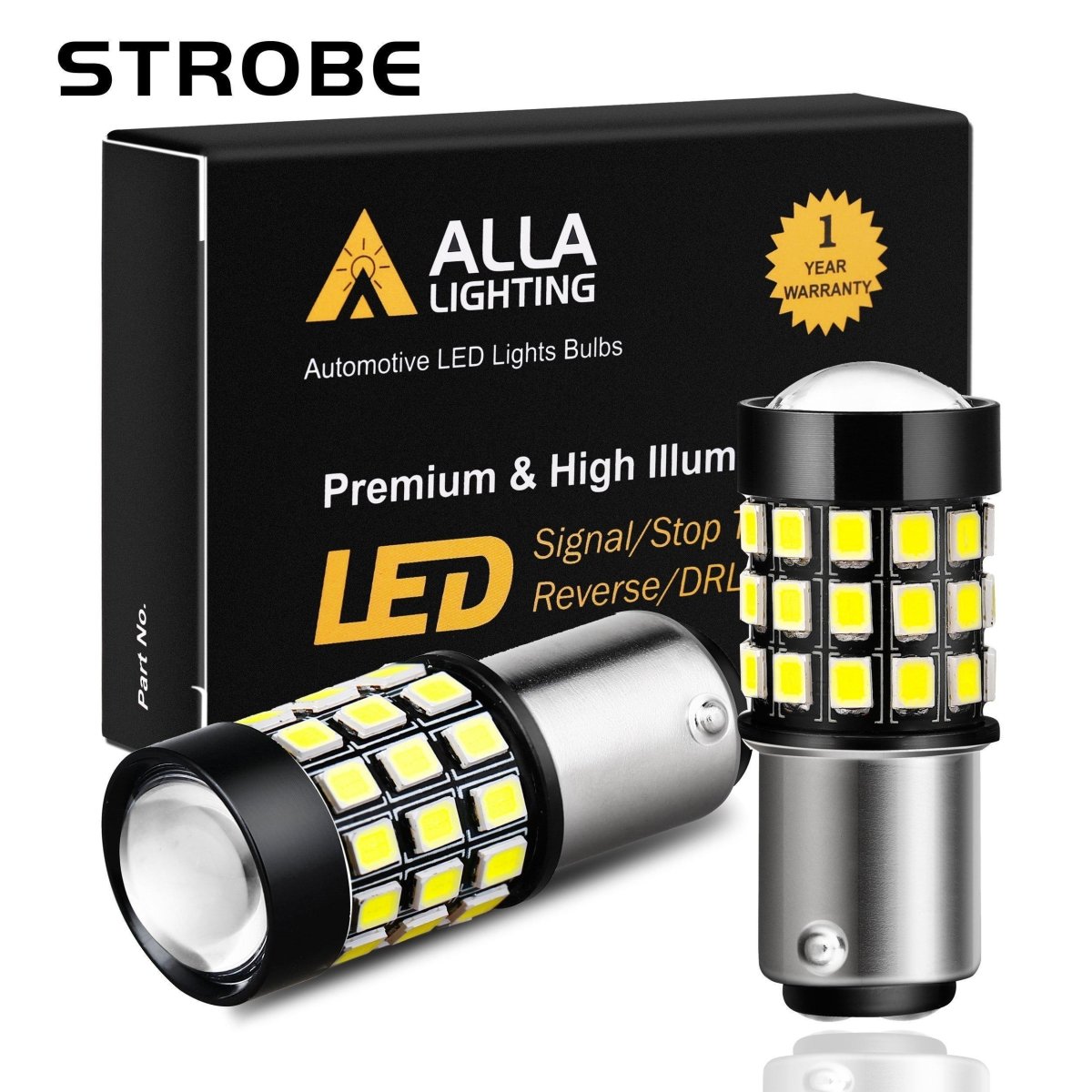 BAY15D 1157 Strobe Brake Lights LED Flashing Stop Tail Light Bulbs -Alla Lighting