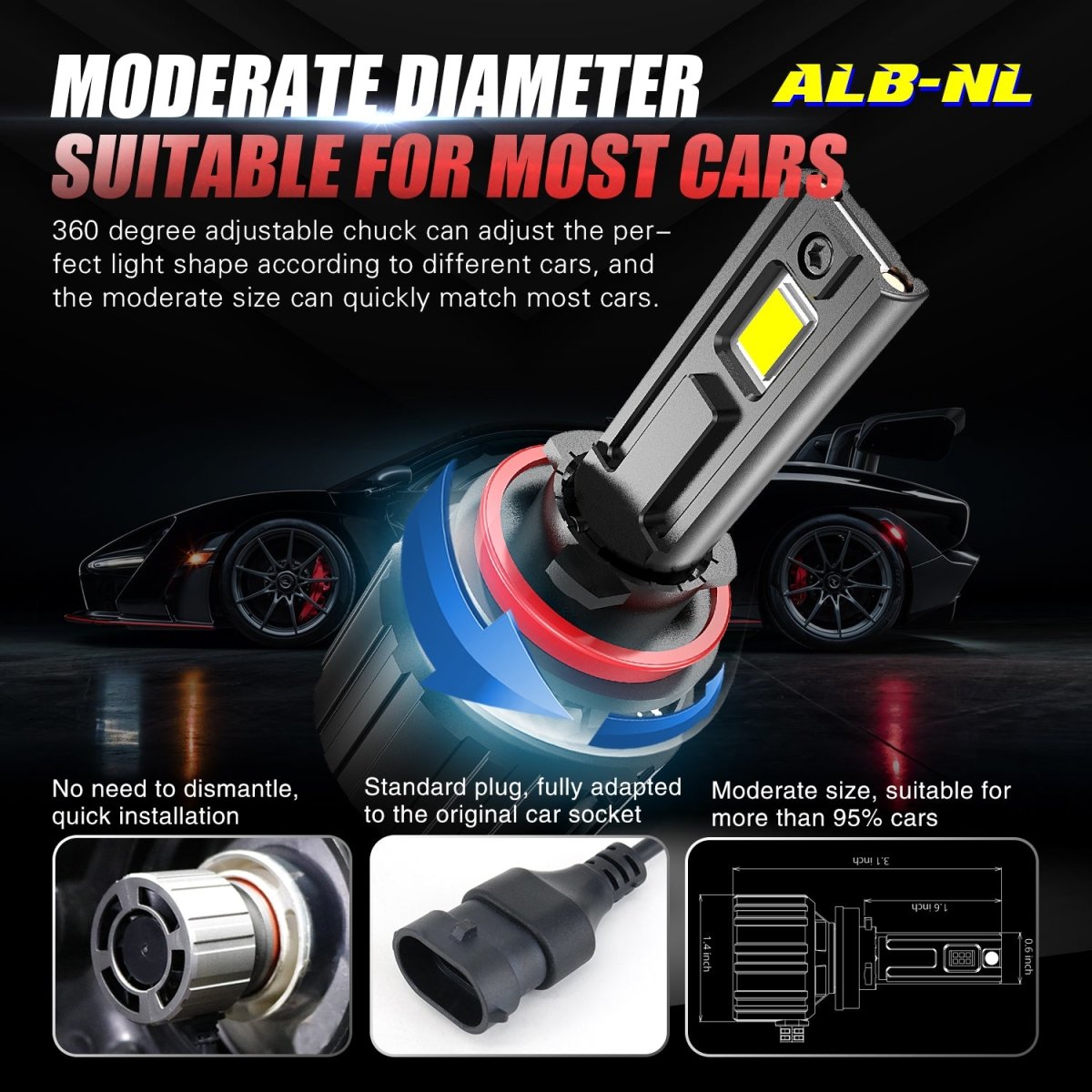 Brightest H4 LED Headlights Conversion Kit Bulbs HB2 9003