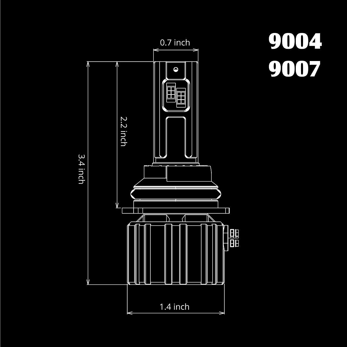9004 HB1 LED Headlight Conversion Kit – 55W 8000LM 6000K Super White Bulbs, 360° Beam, IP67