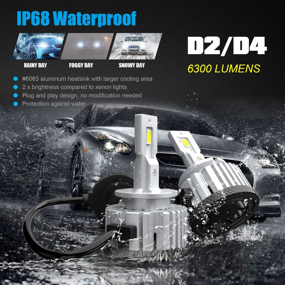 D2S D2R LED Headlights Bulbs, CAN-BUS Switch HID Headlamps