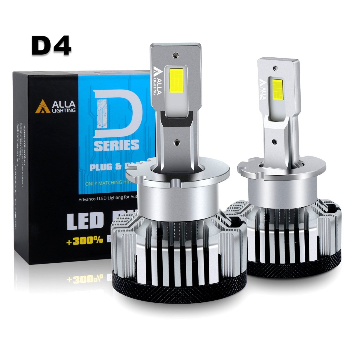 Alla Lighting CANBus D3R D3S LED Headlights Bulbs, Newest 90W 1:1 Plug-n-Play  Easy Installation Change HID Conversion Kits Headlamps, 12000 Lumens  6000K-6500K Xenon White (D3S/D3R/D3C) 