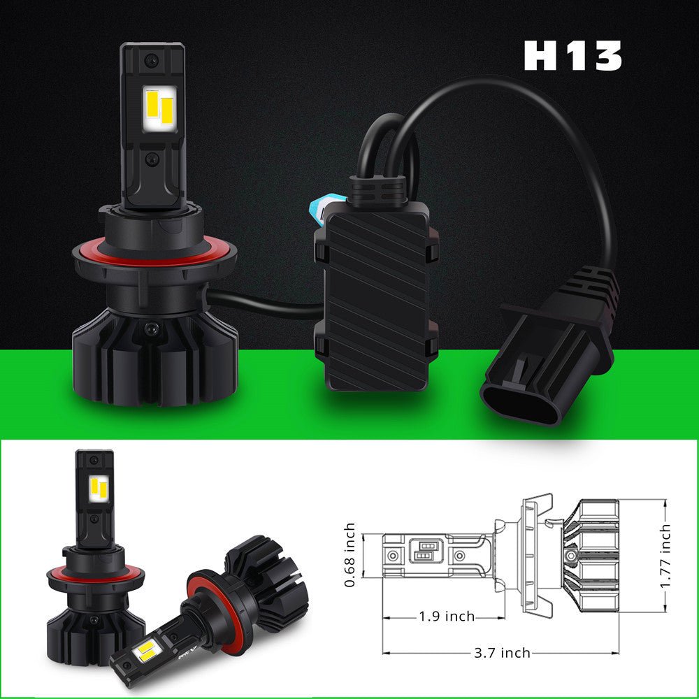 Fanless LED Headlights Bulbs High Low Beam Conversion Kits 6000K White -Alla Lighting
