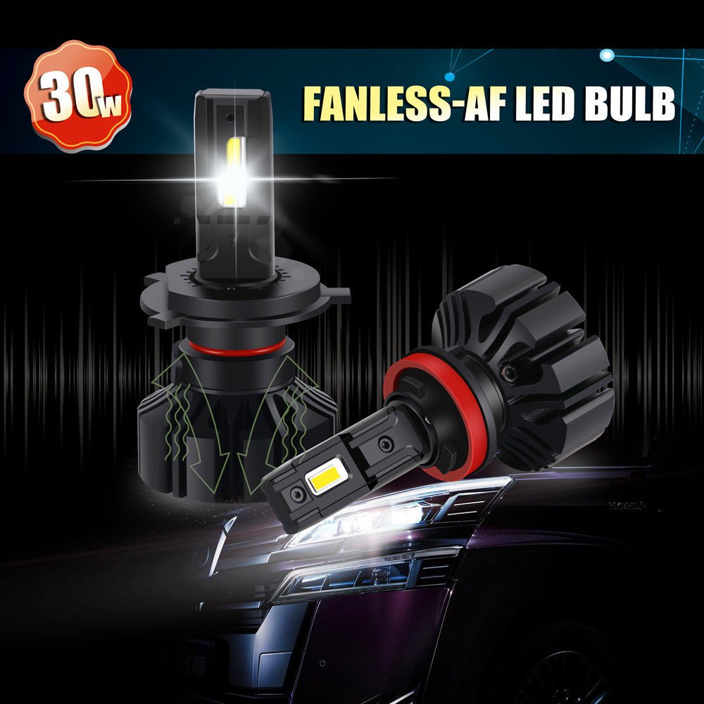 Fanless LED Headlights Bulbs High Low Beam Conversion Kits 6000K White -Alla Lighting
