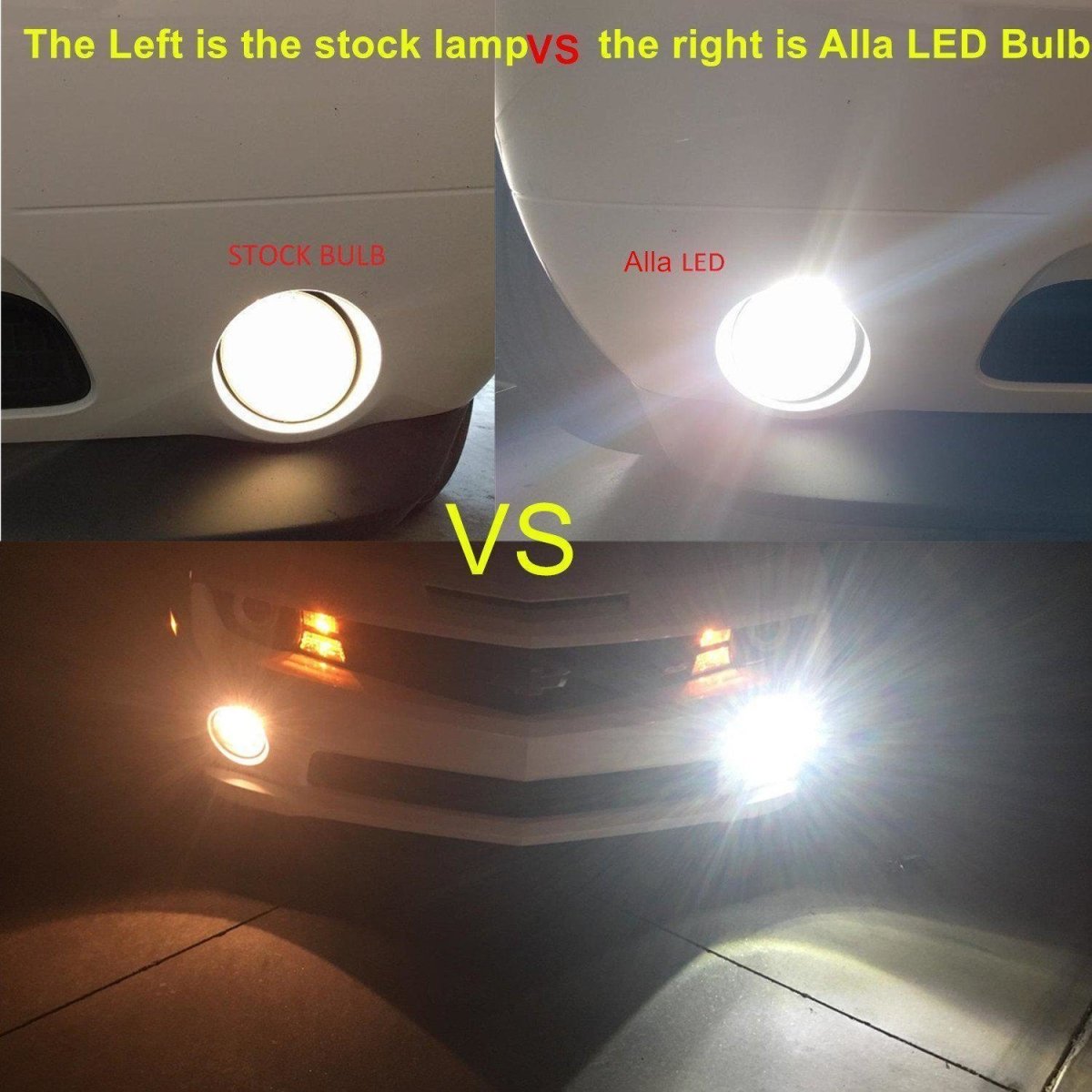 H1 LED Bulbs Super Bright 12V Fog Lights, 6000K White/3000K Yellow -Alla Lighting
