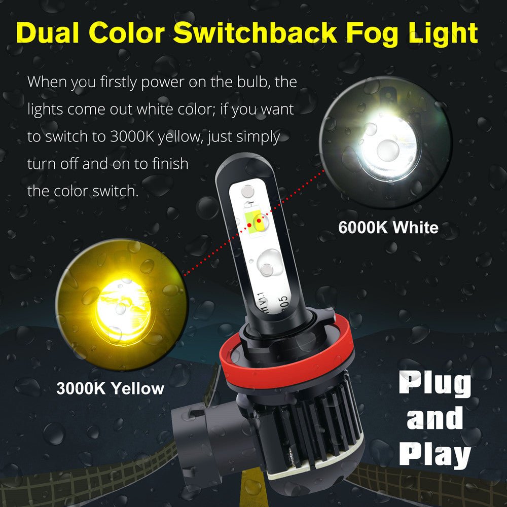 H11/H16 LED Fog Light Bulbs – Switchback White/Yellow – For Toyota Tacoma (2012-2023)