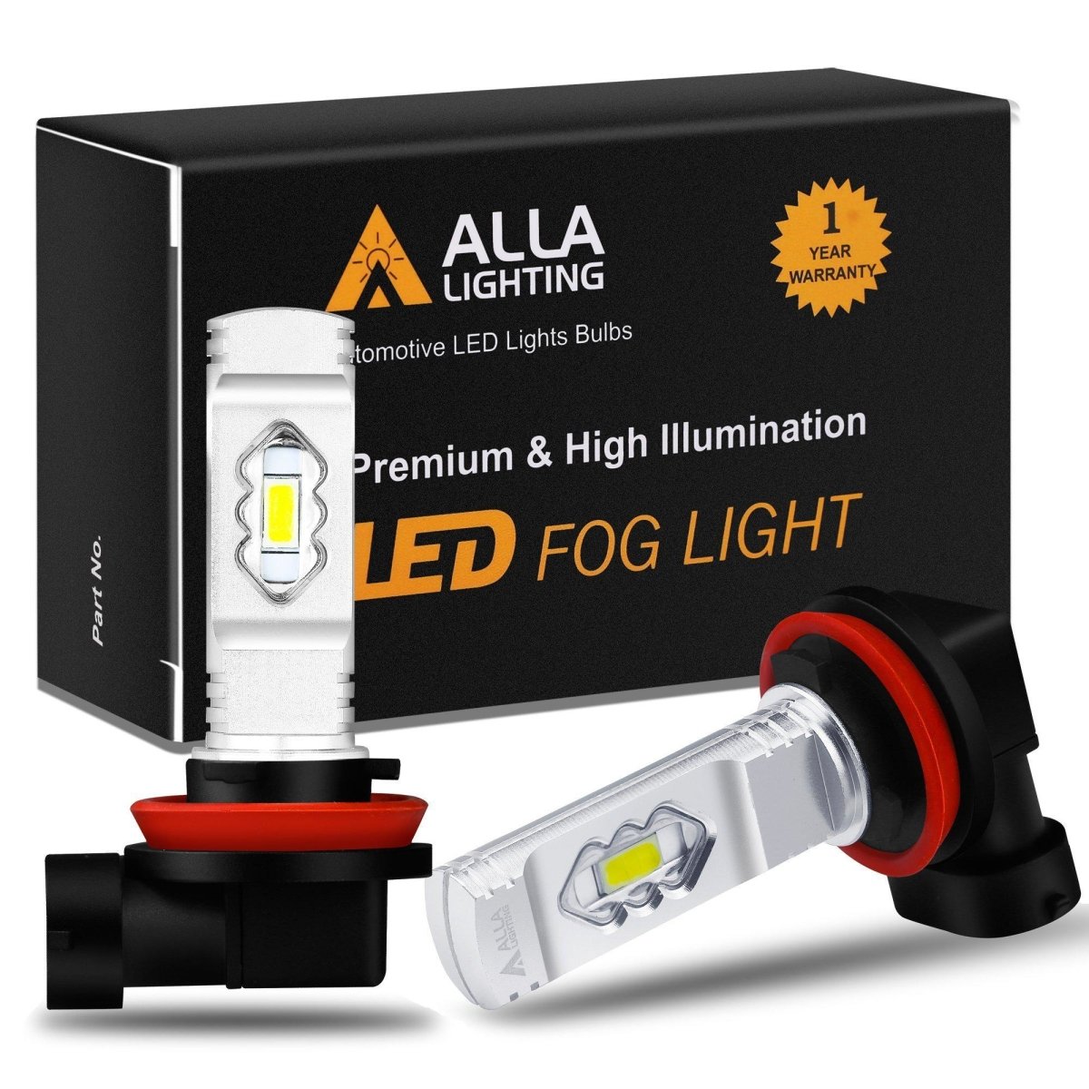 H8 H11 H16 LED Fog Lights Bulbs 12V, 6K White/3K Yellow/Red/8K Blue -Alla Lighting