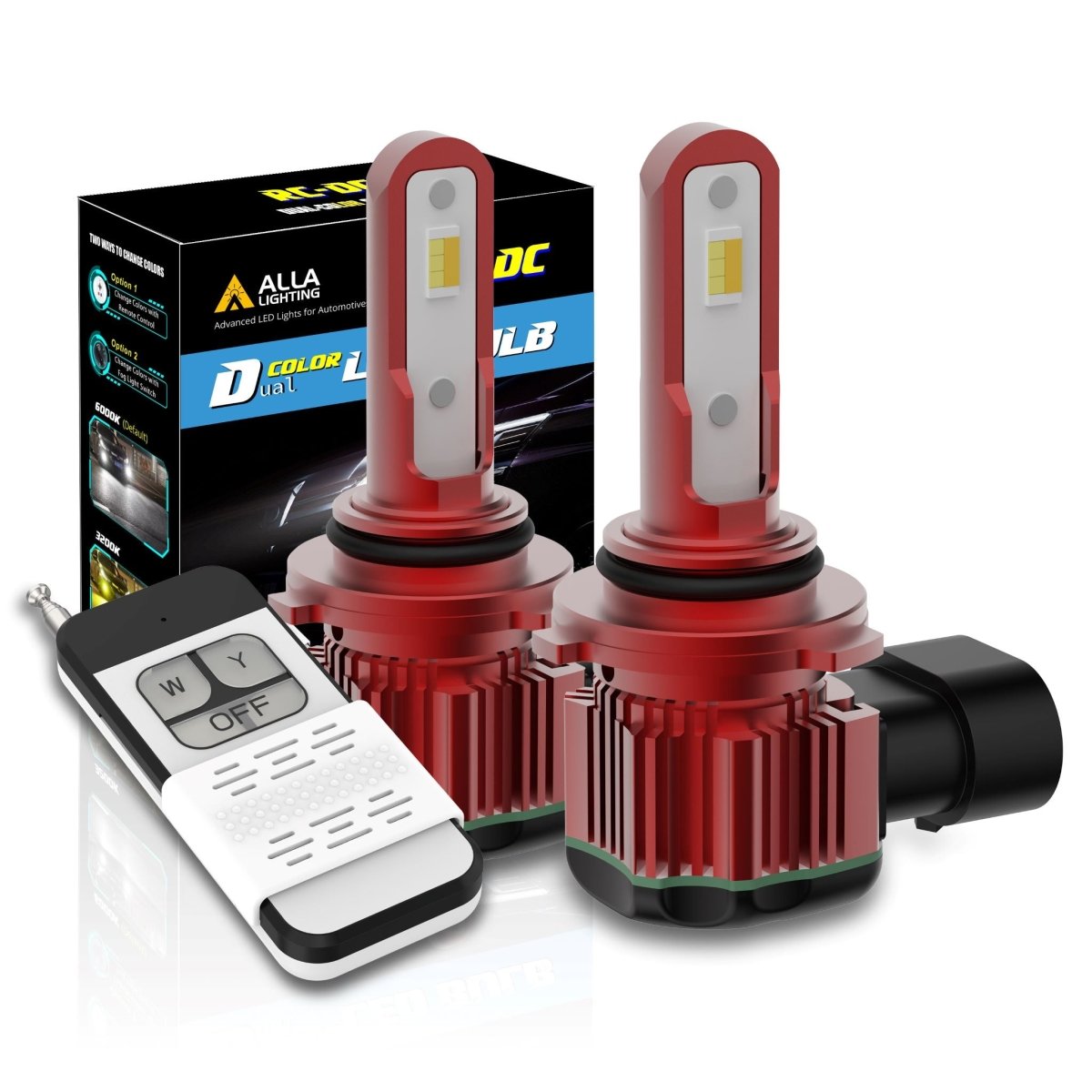 HB4 9006 Switchback LED Bulbs Fog Lights 12V, 6000K White/3000K Yellow -Alla Lighting